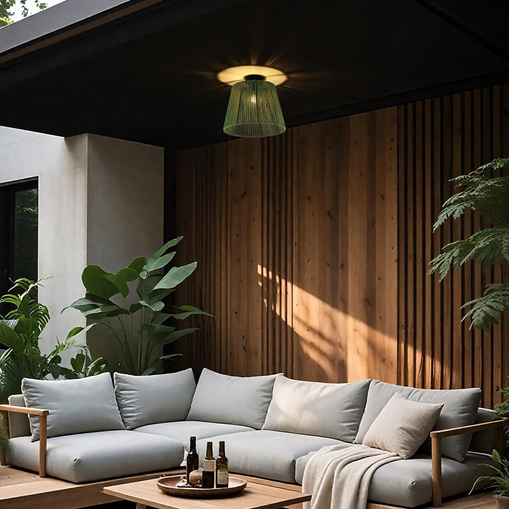 Japandi vonkajšie stropné svietidlo so zeleným lanom IP54 - Jayla