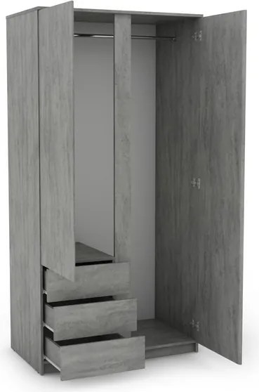 Šatníková skriňa Carlos, šedý beton, 100 cm