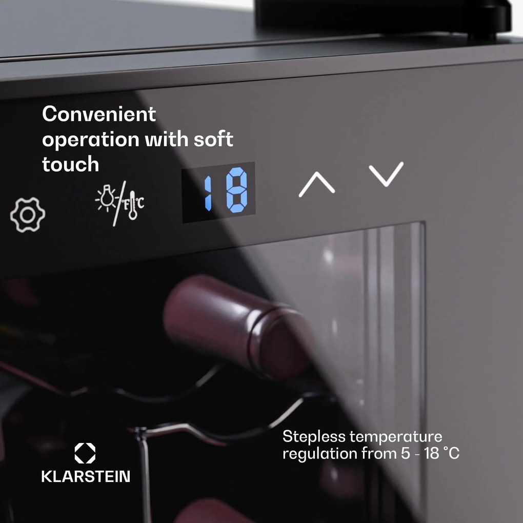Klarstein Shiraz 8 Uno, vertikálna chladnička na víno, 8 fliaš, 8 - 18 °C, dotykové ovládanie