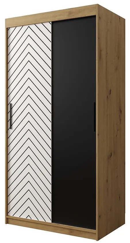 Skriňa Jodełka 100 dub Artisan/biely/čierna