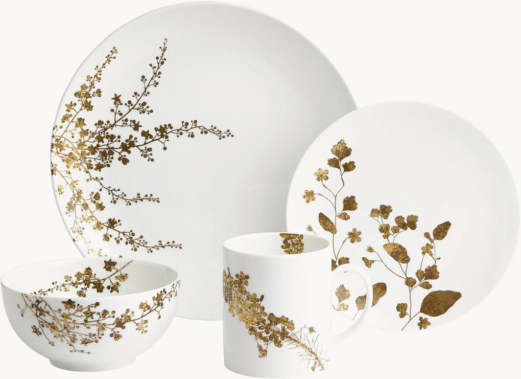 Súprava riadu z jemného kostného porcelánu Vera Wang Jardin, 1 osoba, 4 ks