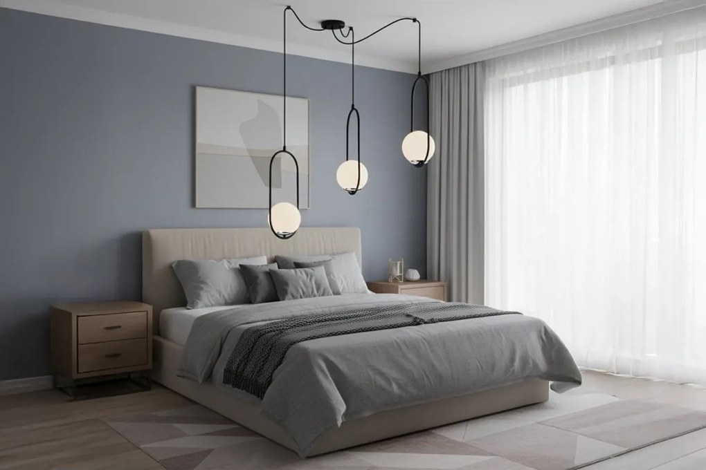 Závesné svietidlo Florence Spider, 3x biele sklenené tienidlo, b/ch, U