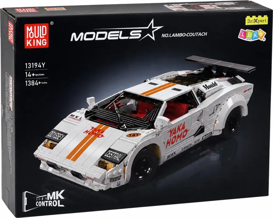 LEAN Toys Stavebnicové kocky – športové auto s diaľkovým ovládaním RC, biele, 1384 dielov