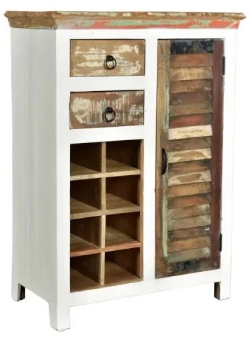furniture-nabytek.cz - Masívna komoda Perth z recyklovaného dreva, lakovaná, biela/farbistá – 80×42×110 cm