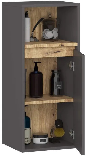 Kúpeľňová skrinka VAMI Š35 1D 1W grafitová / remeselný dub