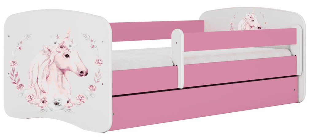 Letoss Detská posteľ BABY DREAMS 180/80 - Koník Ružová S matracom Bez uložného priestoru