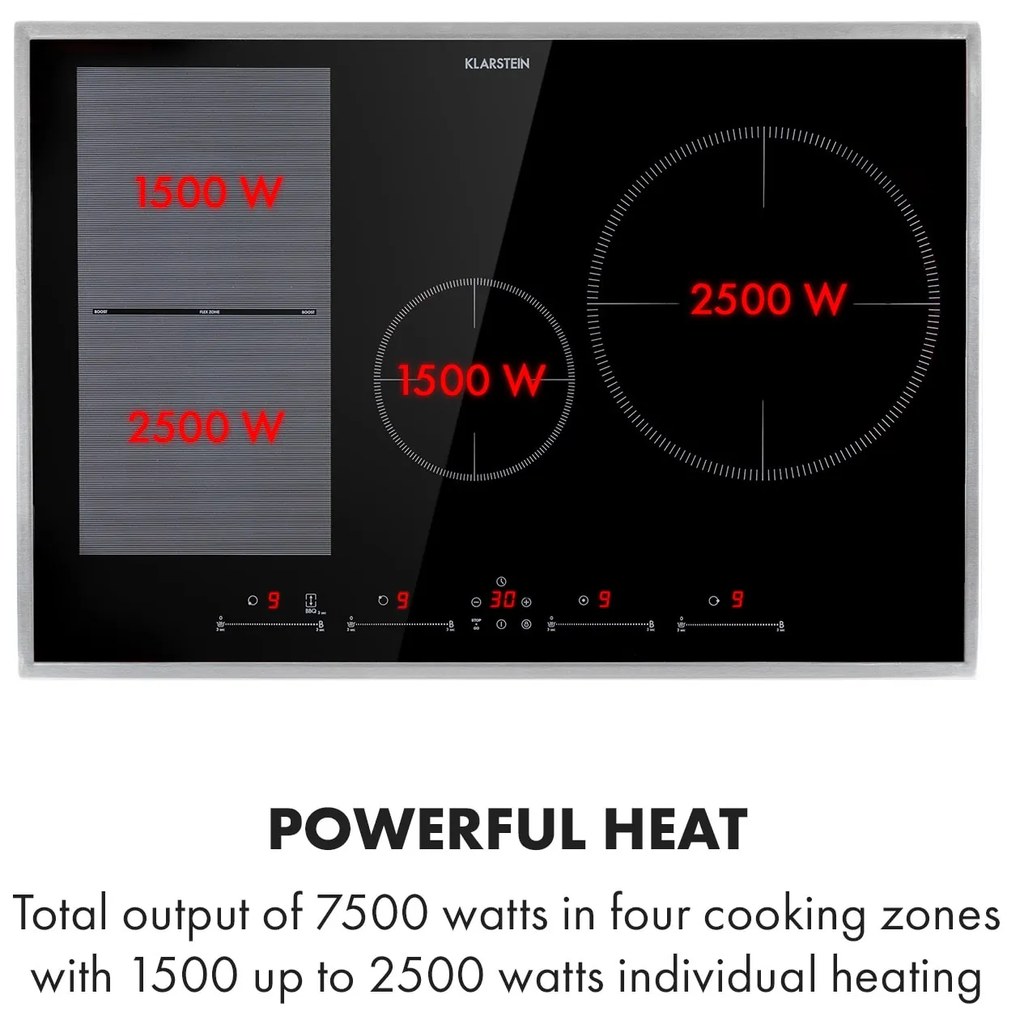 Klarstein Delicatessa 77 Hybrid Prime, vstavaná indukčná varná doska, 7000 W, 4 zón