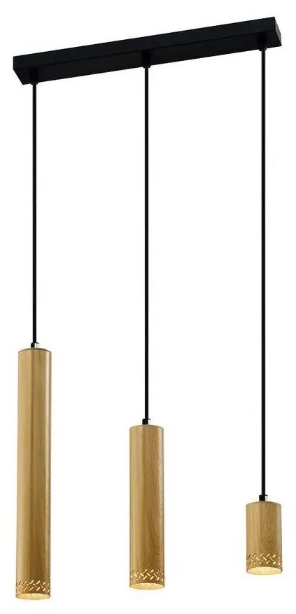 Luster na lanku TUBO 3xGU10/25W/230V drevo