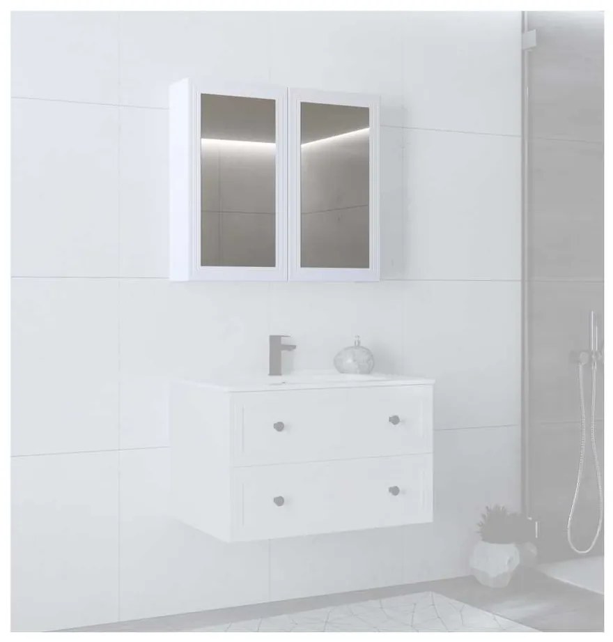 Závesná zrkadlová skrinka Bondi 80 cm, biela