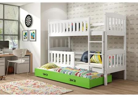 Detská poschodová posteľ KUBUS s výsuvnou posteľou 90x200 cm - biela Sivá