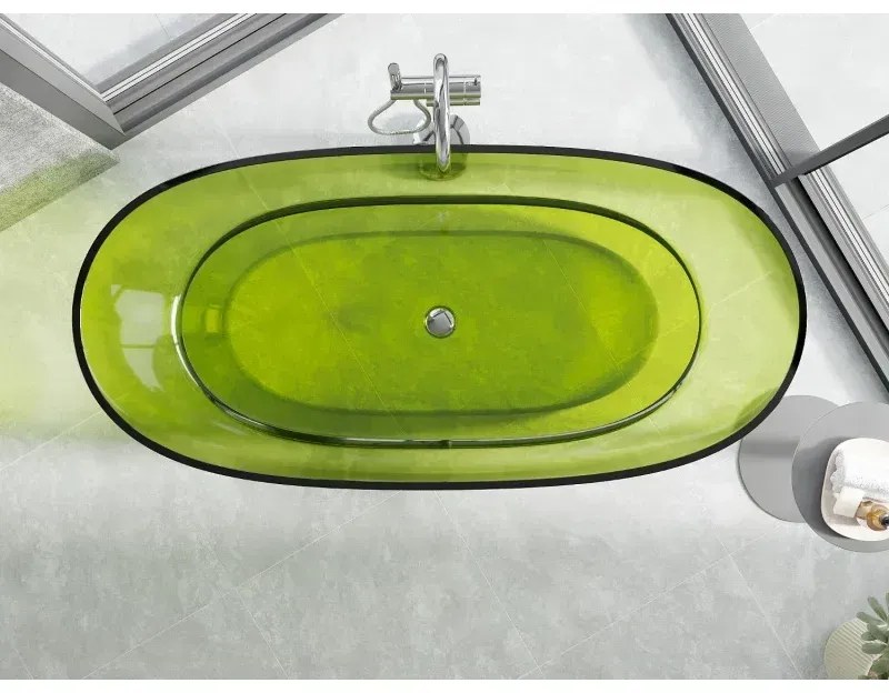 Mexen Pure, voľne stojaca priesvitná vaňa 170 x 80 cm, chrómová zátka, 58071708012