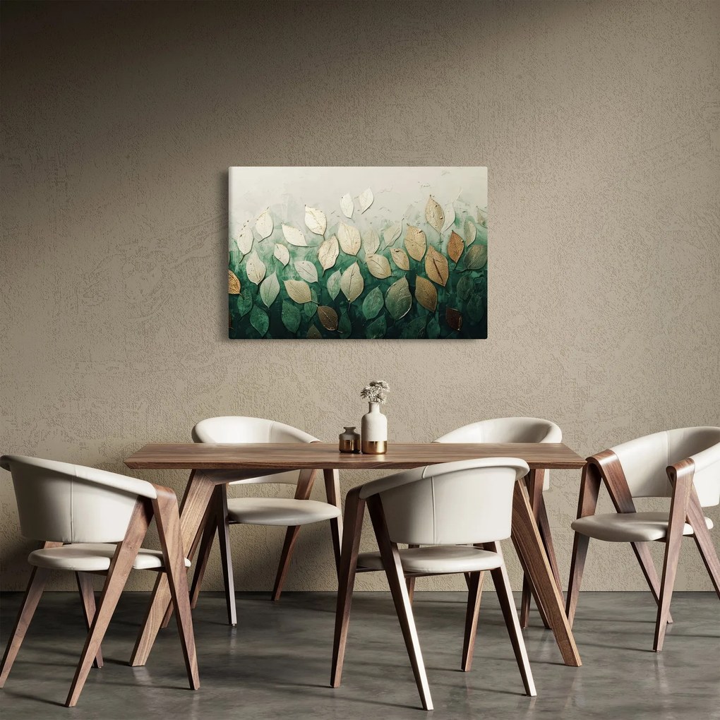 Obraz - Zlato-zelené listy (90x60 cm)