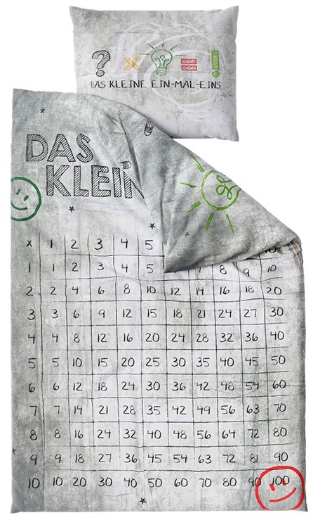 Detské obliečky NUMBERS sivá sada + plachta Jersey 90x200cm