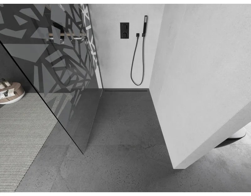 Mexen Kioto, sprchová zástena Walk-In 120 x 200 cm, 8mm číre sklo biely vzor, grafitový profil, 800-120-101-95-85