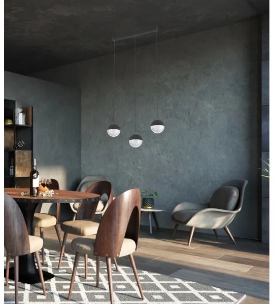 LED Luster na lanku FURNI 3xLED/5W/230V čierna