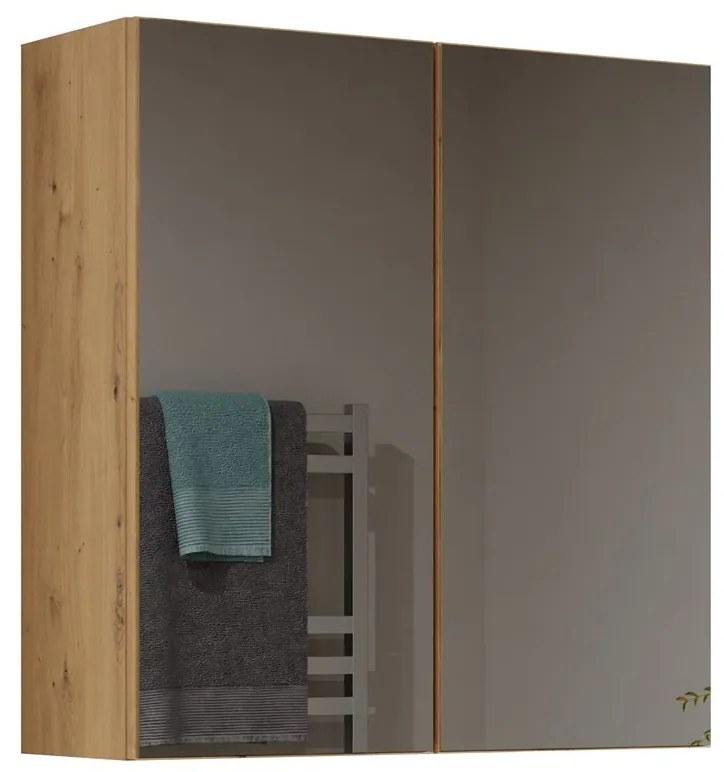 Závěsná koupelnová skříňka POLA 60 cm se zrcadlem dub artisan