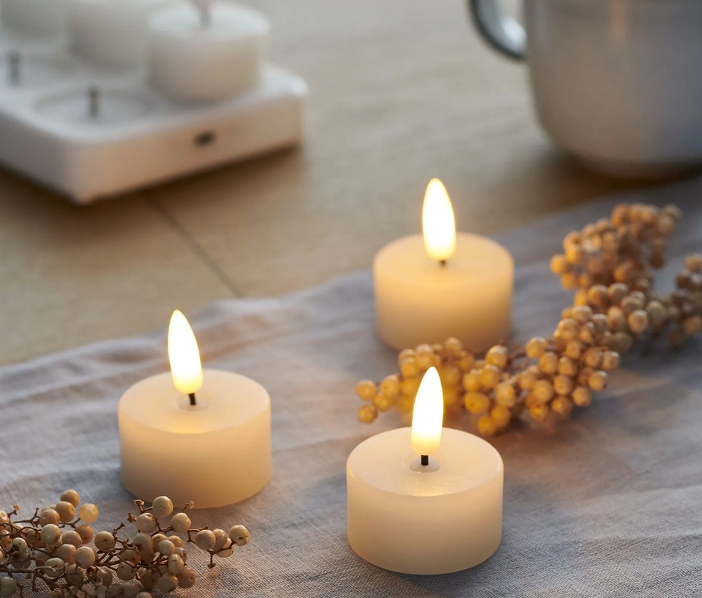 LED akumulátorové sviečky z pravého vosku, 6 ks