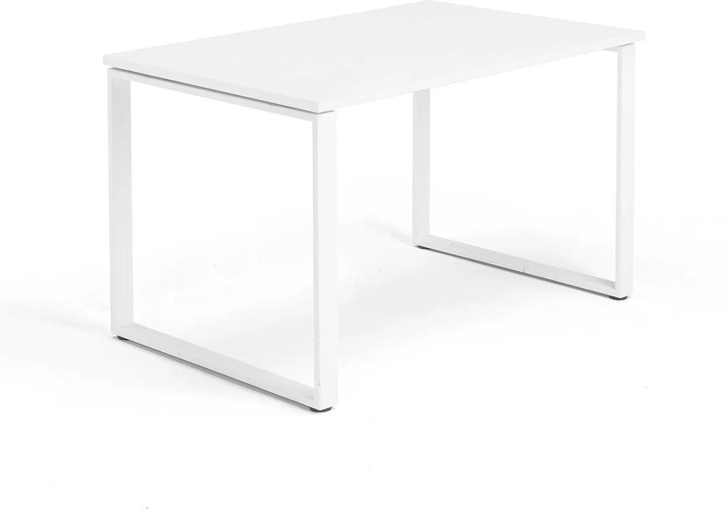 Kancelársky pracovný stôl Modulus, O-rám, 1200x800 mm, biela/biela