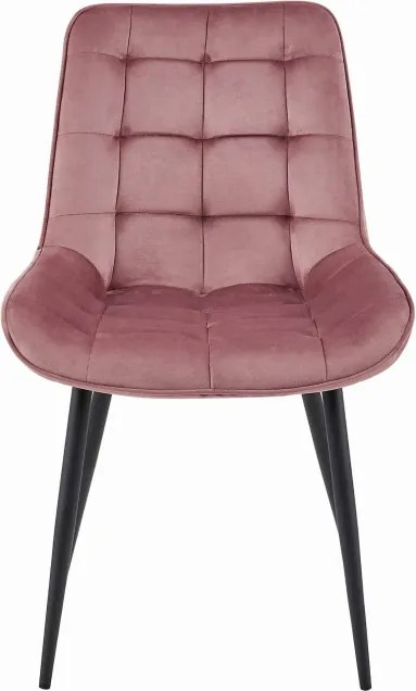 Set dvoch jedálenských stoličiek BERA zamatové ružové / čierne nohy (2 ks)