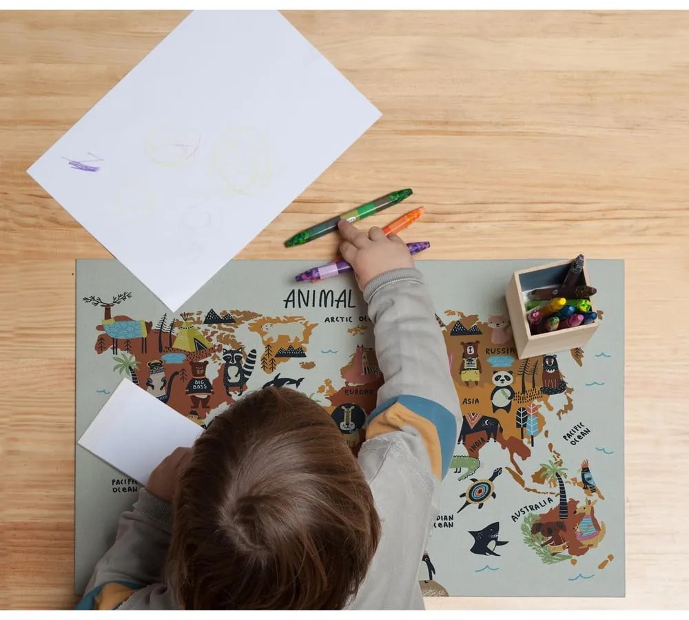 Podložka na stôl Really Nice Things Animals Worldmap, 55 x 35 cm