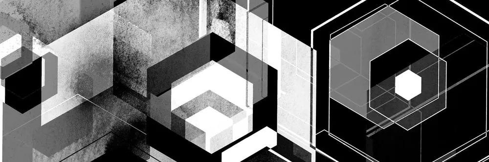 Obraz futuristická geometria v čiernobielom prevedení - 135x45