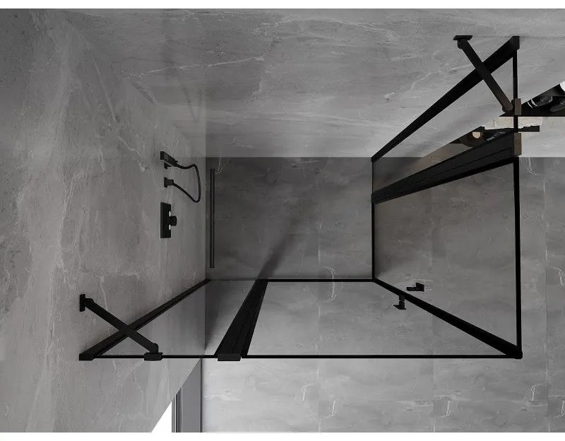Mexen, Mexen Mist Duo výklopný sprchový kút 115 x 80 cm, čierny rám - 8A4-115L-080P-70-70