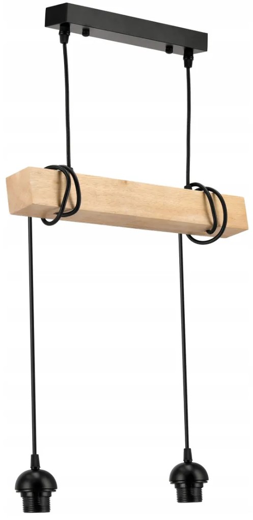 BERGE LED závesné stropné svietidlo drevený trám 2xE27 Loft Luster Spring