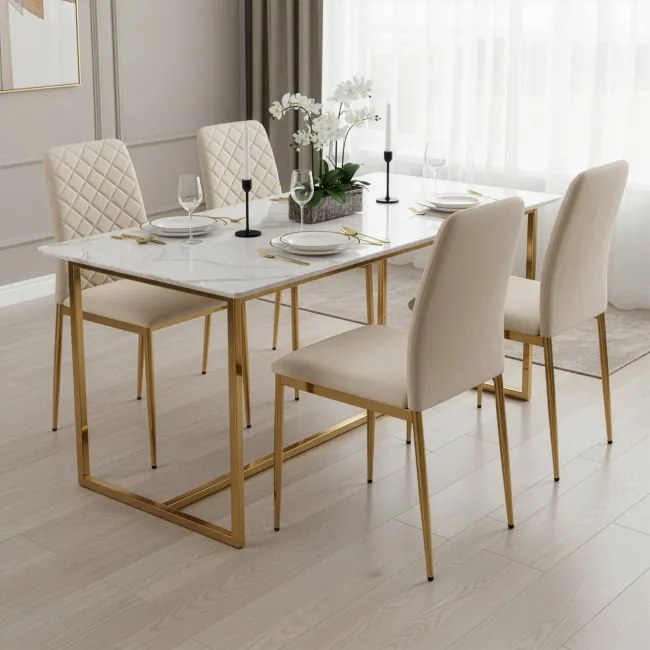 Jedálenská stolička MAVERIK zlatá / béžová