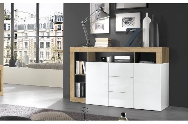 Komoda LENOR biela/hnedá