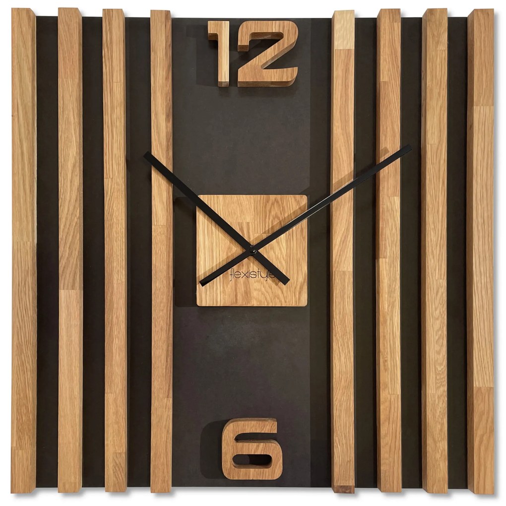 Dekorstudio Luxusné drevené hodiny na stenu LAMELE SQ 60cm