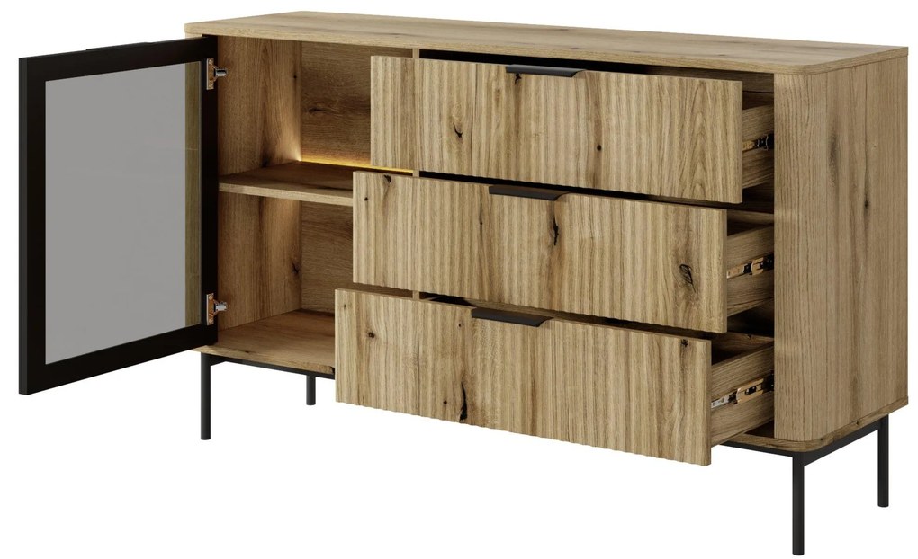 Komoda Wilsire II (dub coast evoke + čierna). Akcia -20%. Vlastná spoľahlivá doprava až k Vám domov. 1097500