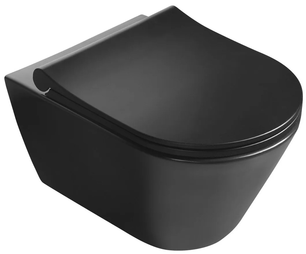 Sapho, AVVA závesná WC misa s bidet. spŕškou, Rimless, 35,5x53 cm, čierny matny