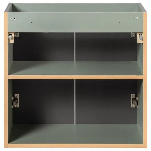 Závěsná skříňka Line Reed Green s deskou a umyvadlem 60 cm zelená/dub evoke