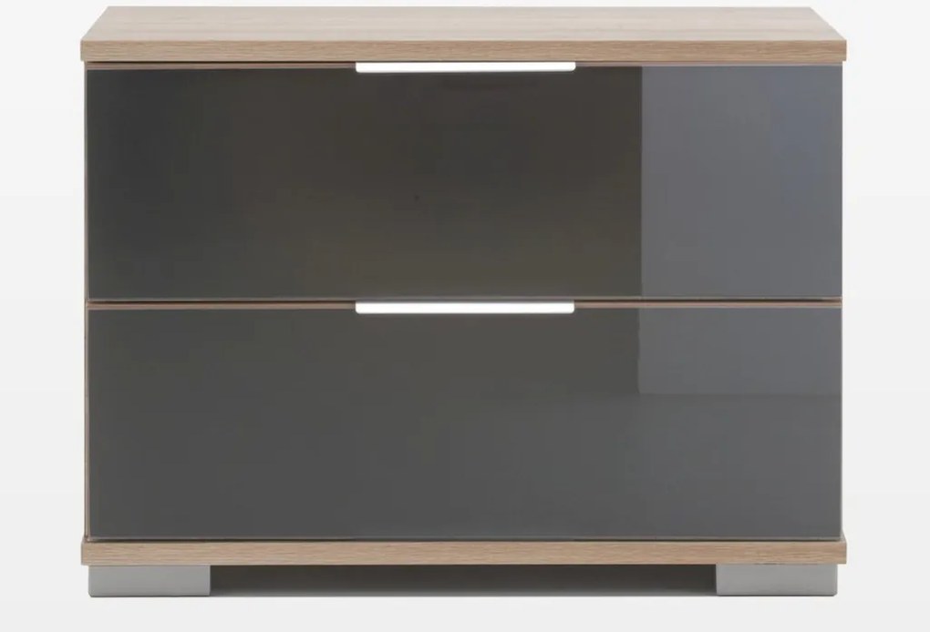 Nočný stolík Easy Plus, dub sonoma/ sivé sklo