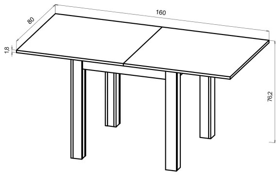Rozkladací jedálenský stôl ZARO dub artisan/čierny