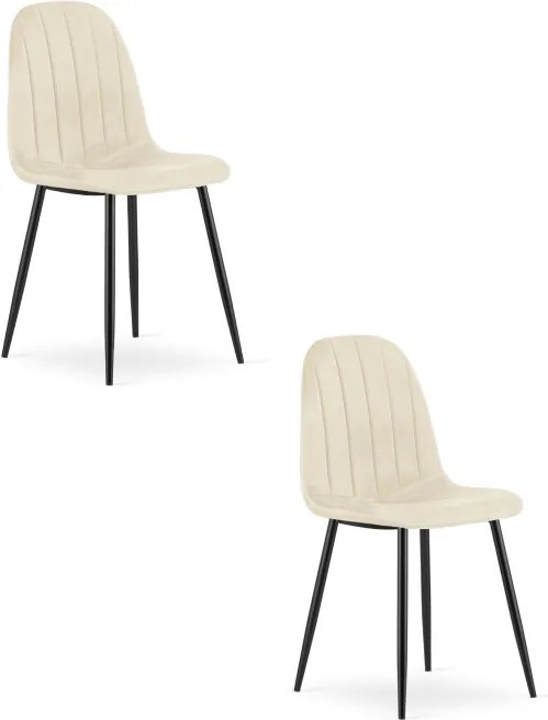 Set dvoch jedálenských stoličiek PADVA zamatové béžové / čierne nohy (2 ks)