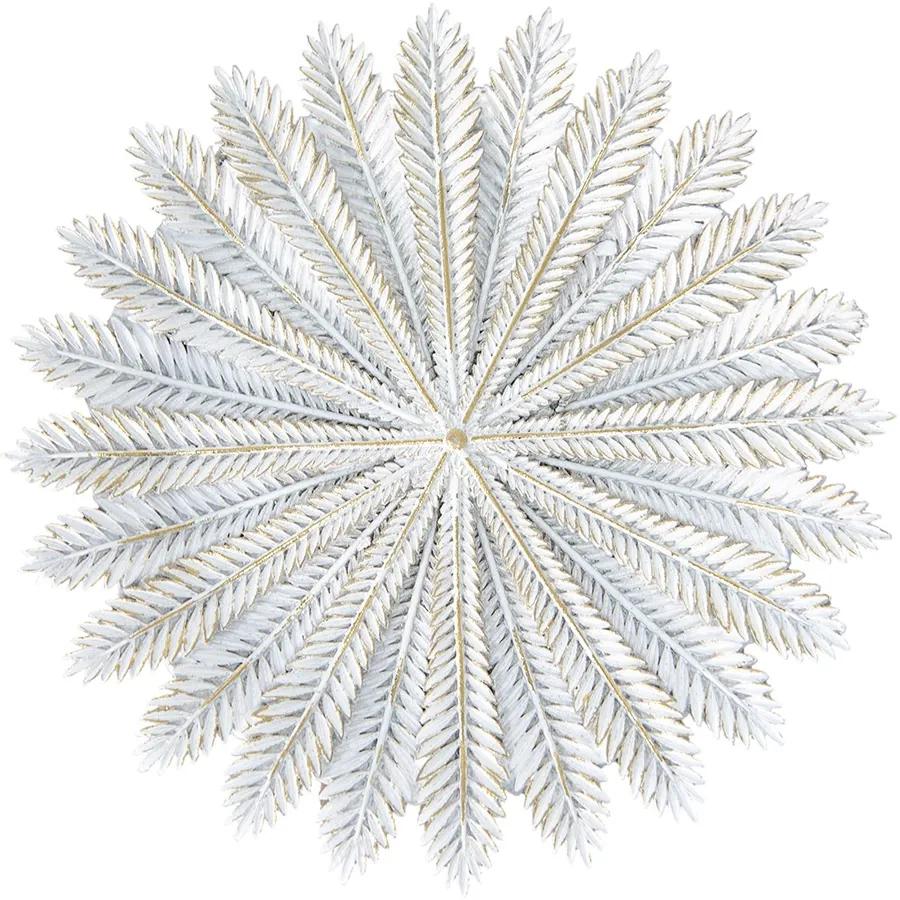 Biely antik dekoračný tanierik s dekorom listov Spie - Ø 20*1 cm