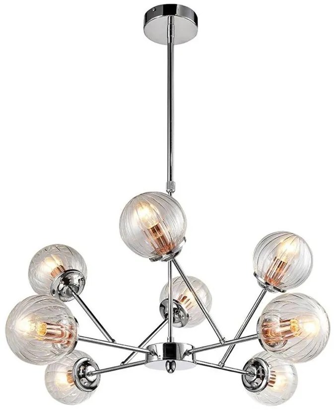 Candellux Chrómový závesný luster Best pre žiarovku 8x E14 38-67289