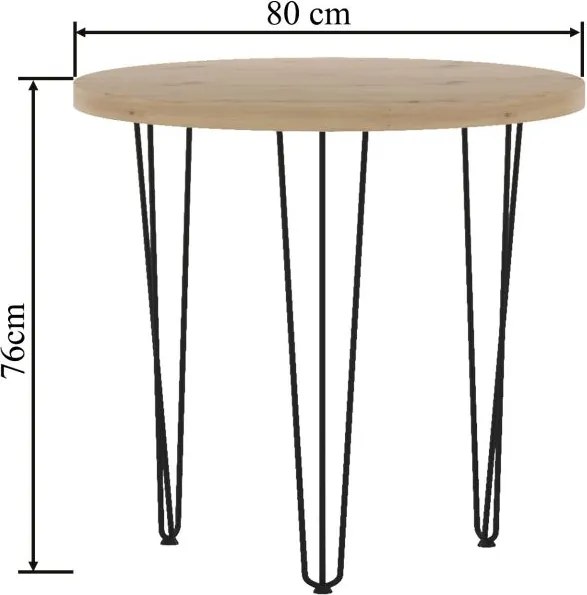 Vintino LIVORNO okrúhly rozkladací jedálenský stôl 80 cm dub artisan/čierna