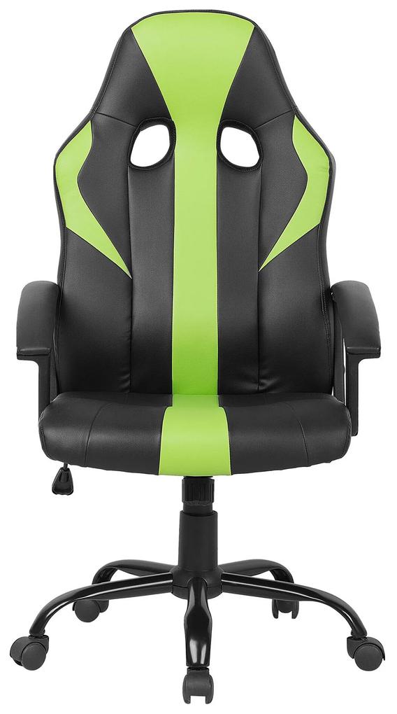 Kancelárska stolička z umelej kože zelená/čierna SUCCESS Beliani