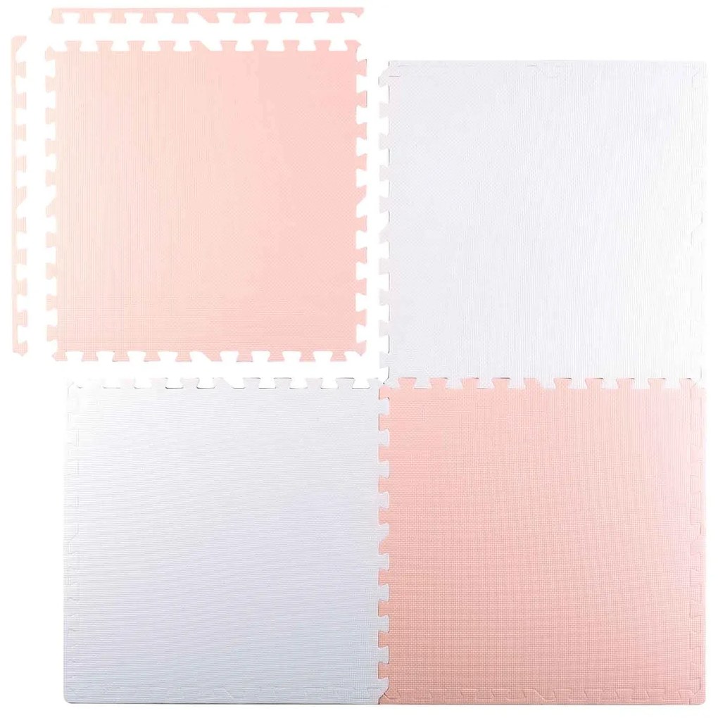 Ricokids veľká penová podložka na puzzle 60x60 cm 4 ks broskyňová a biela