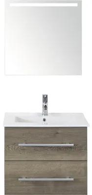 Kúpeľňový nábytkový set Sanox Stretto farba čela tabacco ŠxVxH 61 x 170 x 39 cm s keramickým umývadlom a zrkadlom s LED osvetlením