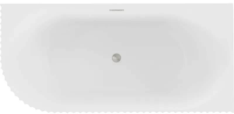 Mexen Gia, voľne stojaca rohová vaňa, drážkovaná, pravá, 170 x 80 cm, biela matná, brúsená oceľ, 52701708001P-97