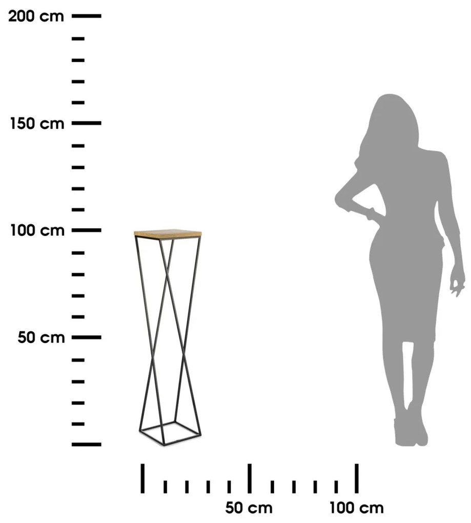 Květinový stojan LOFT I 100 cm černý/dub lancelot