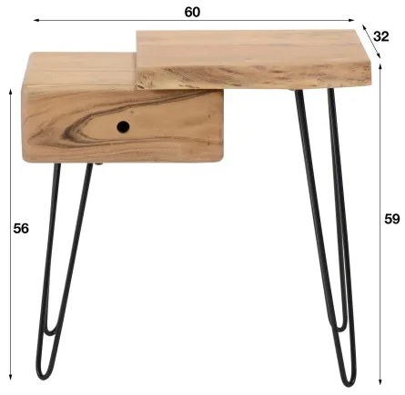 Nočný stolík 25-15 Edge-R Drevo Acacia - Komfort-nábytok