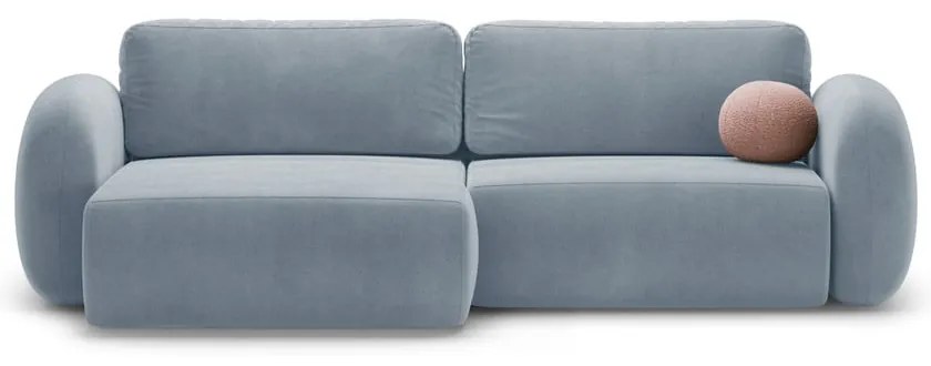 Sivomodrá zamatová rozkladacia/s úložným priestorom rohová pohovka Tonale – Cosmopolitan Design