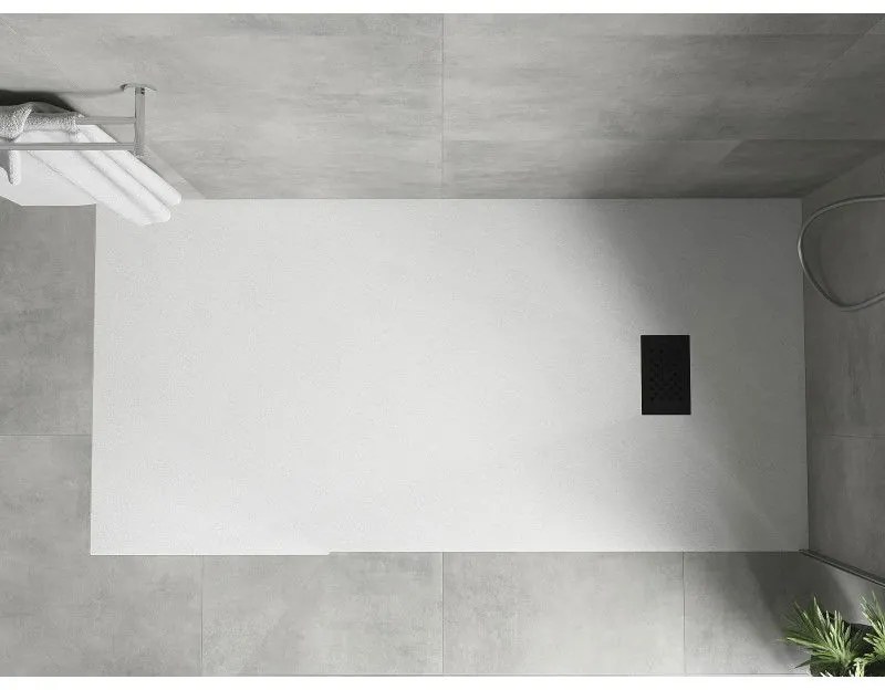 Mexen Hugo, obdĺžniková sprchová vanička SMC 170 x 80 cm, biela, čierna krytka, 42108017-B