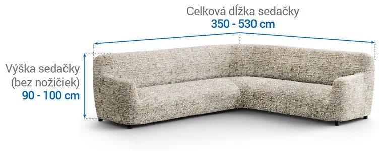 Bielastické poťahy GLORIA béžová rohová sedačka (š. 350 - 530 cm)