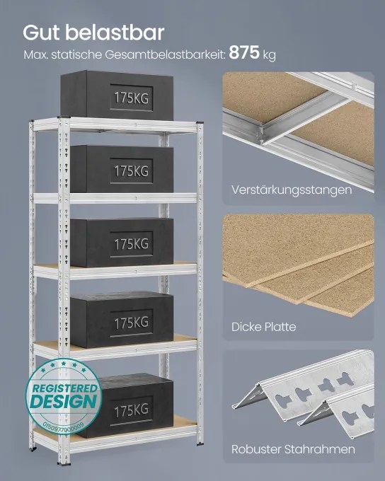 Set dvoch regálov SONGMICS GLR455E01 strieborný