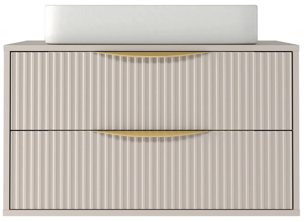 Závěsná skříňka pod umyvadlo Avila s deskou 80 cm kašmír/zlatá